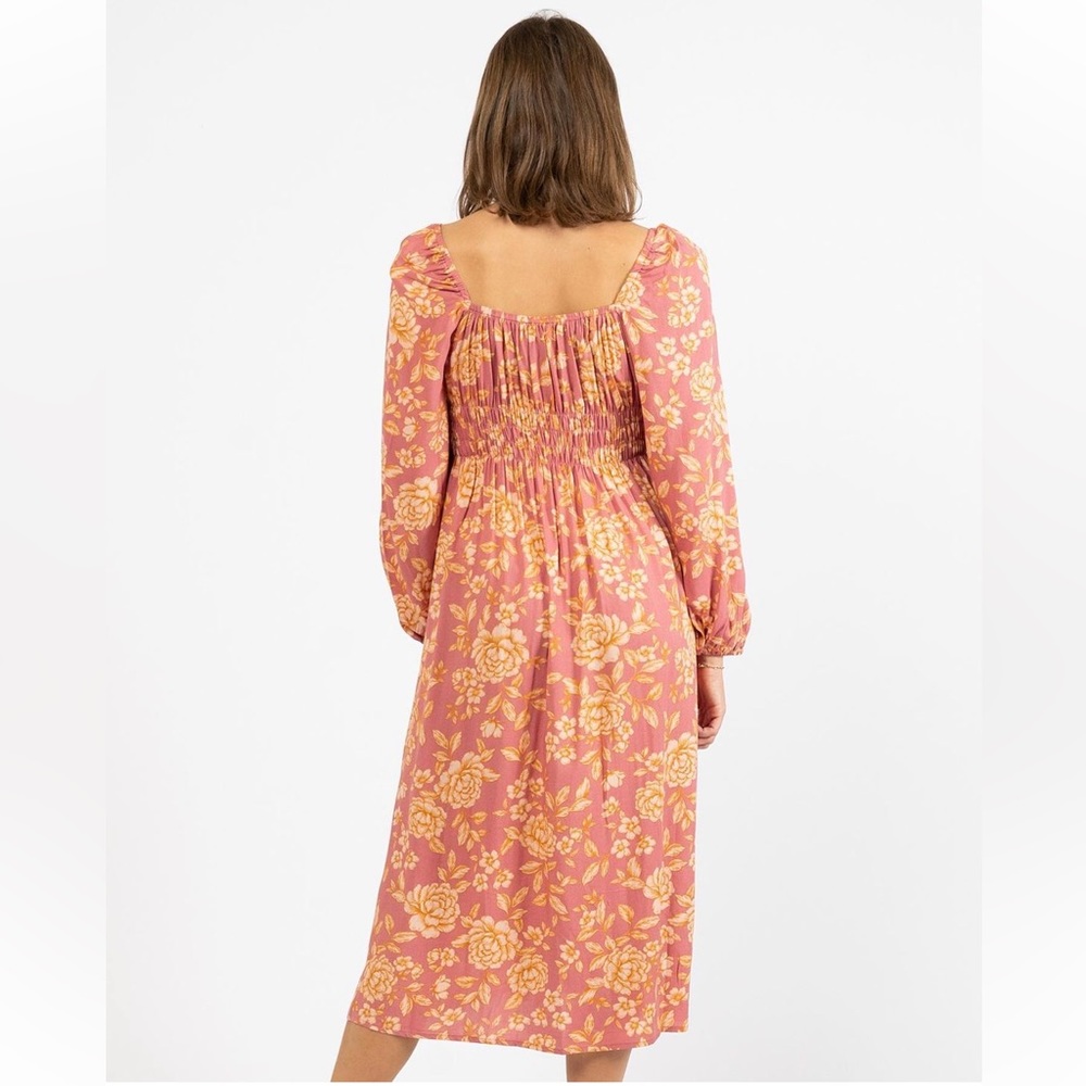 PAPER HEART Caitlyn Pink Floral Long Sleeve Midi Dress NWT - Picture 10 of 16